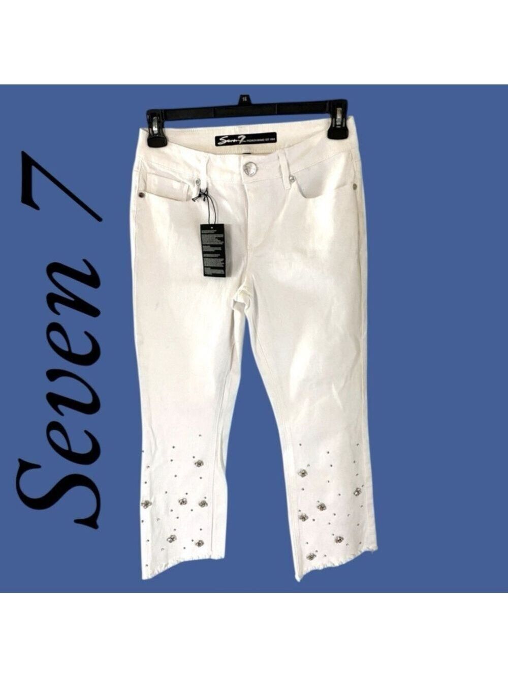Seven7-NWT Size 6 white jeans w/ rhinestones. Be the Queen Bee! New with tags!
